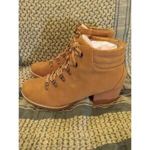 B.O.C. Womens Alder Tan Block Heel Ankle Boots Boots 8.5 Medium (B,M) BHFO 6746
